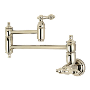 Kingston Brass KS3106AL Restoration Wall Mount Pot Filler Kitchen Faucet, Polished Nickel