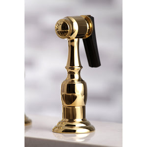 Kingston Brass KS3272AXBS Restoration 8" Bridge Kitchen Faucet with Sprayer, Polished Brass
