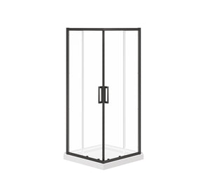 MAAX 107484-900-340-000 Scarlet 32 x 32 Acrylic Corner Drain Shower Kit in White with Clear Glass in Matte Black
