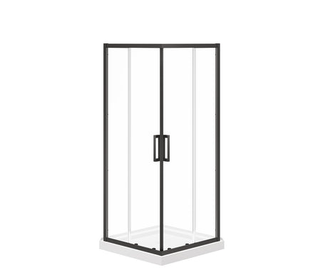 MAAX 107484-900-340-000 Scarlet 32 x 32 Acrylic Corner Drain Shower Kit in White with Clear Glass in Matte Black