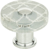 Atlas Homewares Quatrefoil Glass Round Knob 1 1/2 Inch Polished Chrome