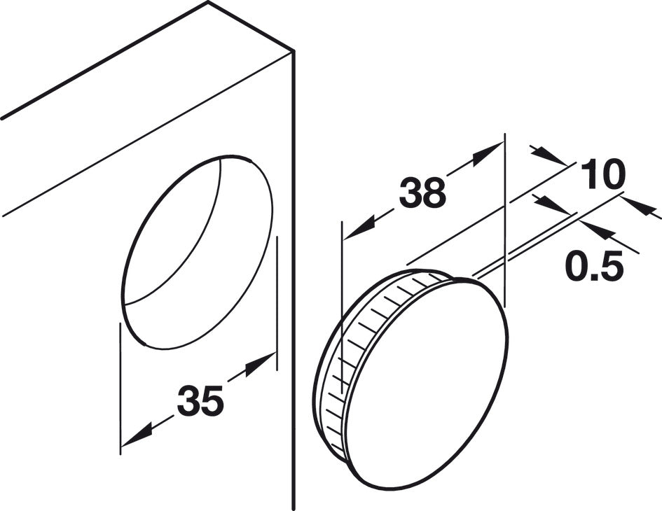 Häfele 340.41.104 Trim Cap, for Ø35 mm Hinge Cup Hole, plastic, Brown