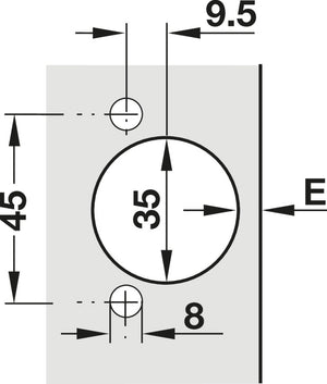 Häfele 329.17.350 Salice - Concealed Hinge, 200 Series, 110° Opening Angle, Full Overlay, Nickel plated, For wooden doors up to 26 mm, Self-close, logica mounting, model C2J6A99