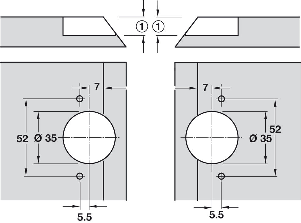 Häfele 325.00.708 Miter Hinge, GS 45/90, 135° Opening Angle, For doors and flaps, GS 45, opening angle 135°