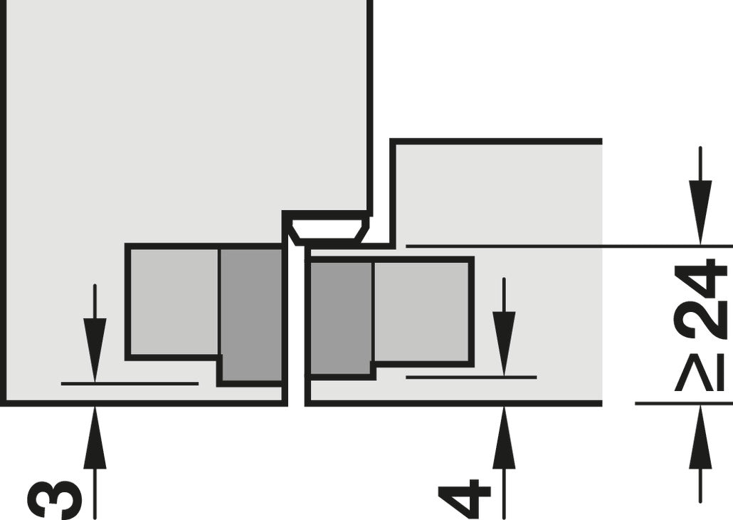 Häfele 924.18.904 TECTUS - Concealed Hinge, TE 240 3D, 3D adjustable, size 155 mm, Stainless steel look