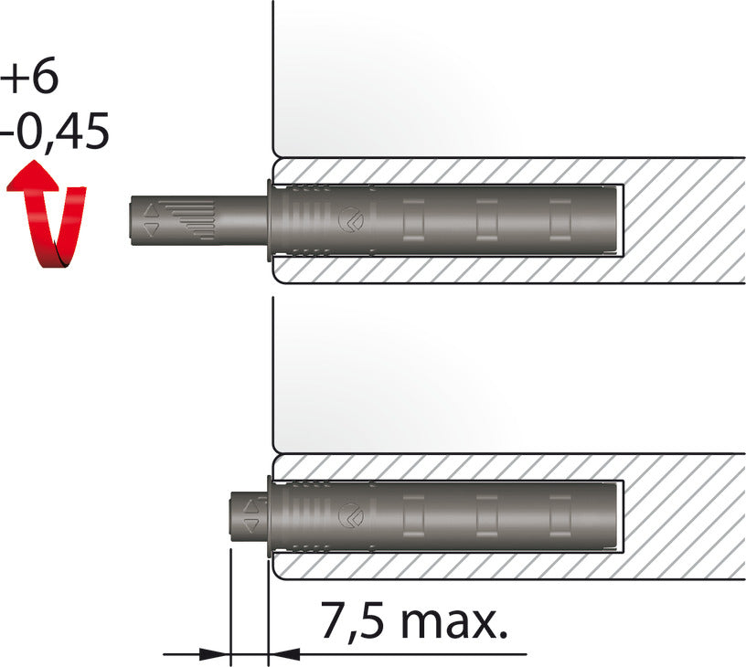 Häfele 356.12.518 Latch, K Push Tech Concealed, Long, Strong catch with buffer, gray