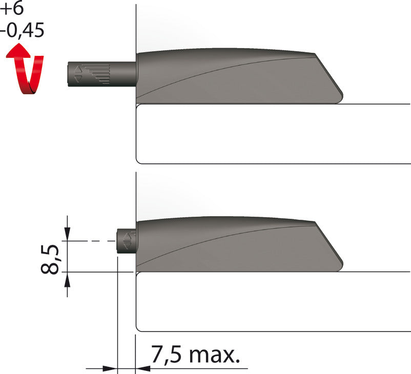 Häfele 356.12.500 Latch, K Push Tech Concealed, Short, With Magnet, Gray