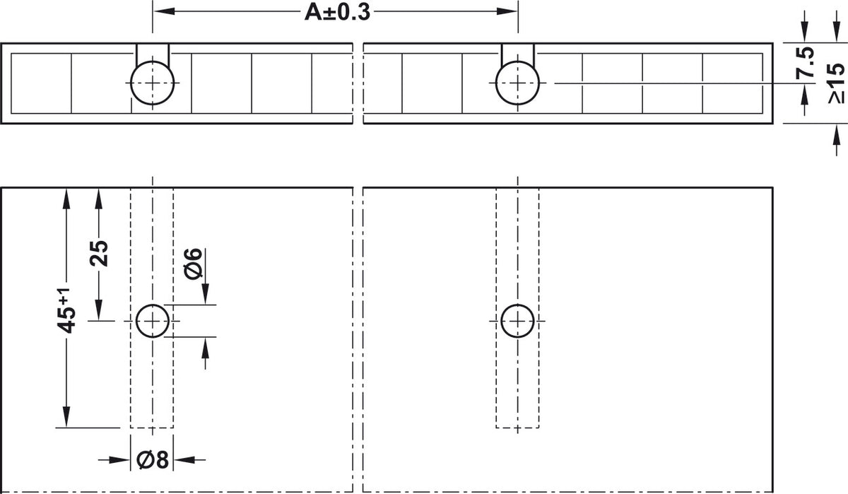 Häfele 262.11.117 Spreading connector, Ixconnect SC 8/60, One-piece connector, For wood thickness: From 15 mm (5/8")