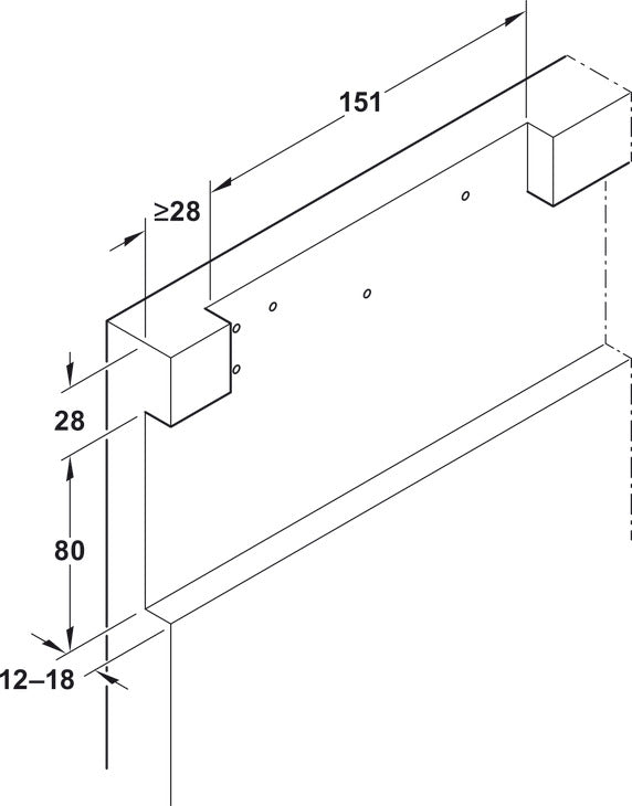 Häfele 940.42.069 Sliding Door Fitting, Slido D-Line41 50X / 80X, set, with soft and self closing mechanism on both sides, for 1 door ≤80 kg (176 lbs.)