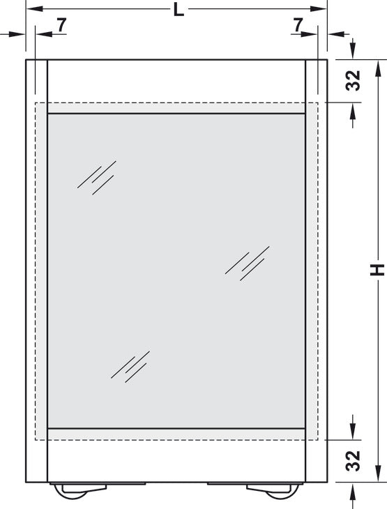 Häfele 940.59.016 Sliding Door Fitting, Slido D-Line43 80N, Set with aluminum frame and running track for 1 wooden or glass panel, Silver colored anodized, door width: 1,100 mm (43 5/16")