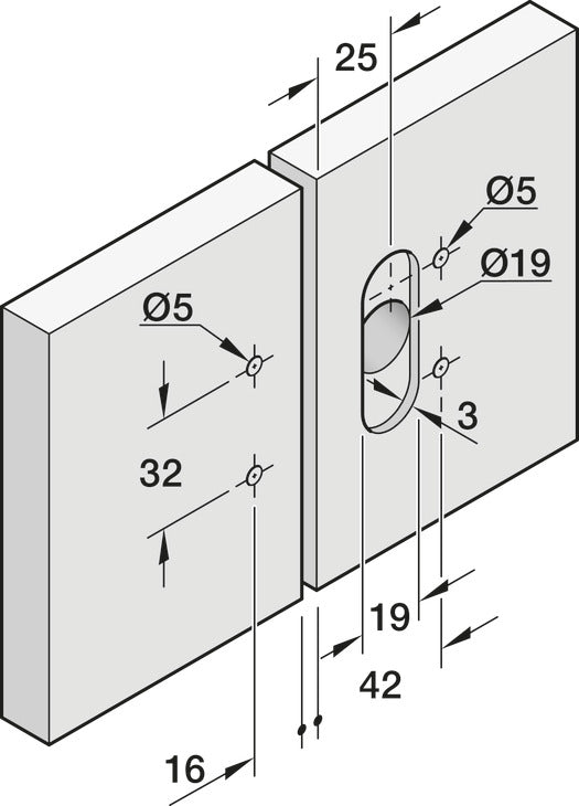 Häfele 400.05.004 Cam Lock, Slido F-Flush57 06 A, Incl. striking plate