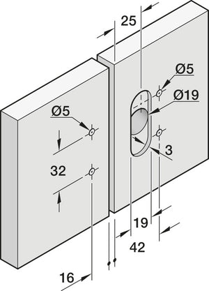 Häfele 400.05.004 Cam Lock, Slido F-Flush57 06 A, Incl. striking plate