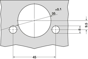 Häfele 348.32.531 Grass - Concealed Hinge, Tiomos, 155°, full overlay mounting, for cabinets with internal drawer boxes with railing or pull-out shelves, Self-close, Impresso, model F034139407217