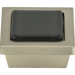 Atlas Homewares Spa Black Square Knob 1 3/8 Inch Brushed Nickel