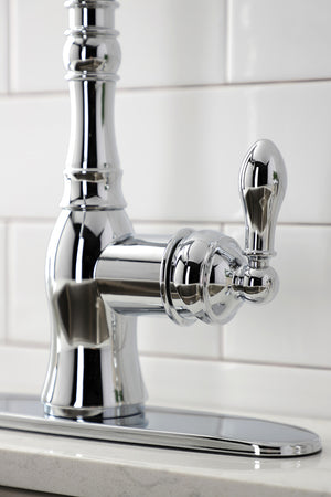 Gourmetier GSY7701ACLBS American Classic Single Handle Kitchen Faucet with Brass Sprayer, Polished Chrome