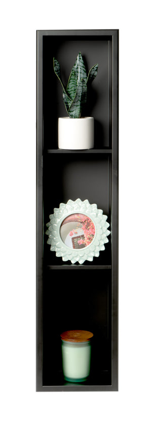 ALFI brand 8" x 36" Black Matte Stainless Steel Vertical Triple Shelf Bath Shower Niche
