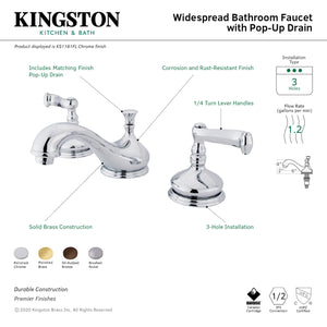 Kingston Brass KS1162FL 8 in. Widespread Bathroom Faucet, Polished Brass