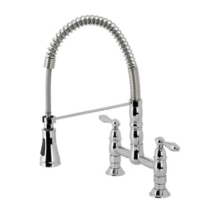 Gourmetier GS1271AL Heritage Two-Handle Deck-Mount Pull-Down Sprayer Kitchen Faucet, Polished Chrome