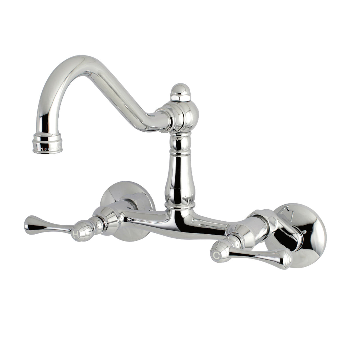 Kingston Brass KS3221BL Vintage 6" Adjustable Center Wall Mount Kitchen Faucet, Polished Chrome