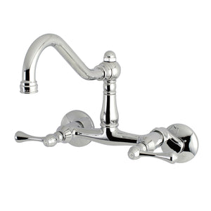 Kingston Brass KS3221BL Vintage 6" Adjustable Center Wall Mount Kitchen Faucet, Polished Chrome