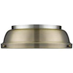 Duncan 14" Flush Mount in Pewter with an Aged Brass Shade
