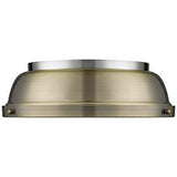 Duncan 14" Flush Mount in Pewter with an Aged Brass Shade