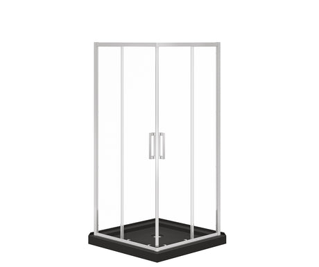 MAAX 107482-900-084-000 Scarlet 36 x 36 Acrylic Corner Drain Shower Kit in Black with Clear Glass in Chrome