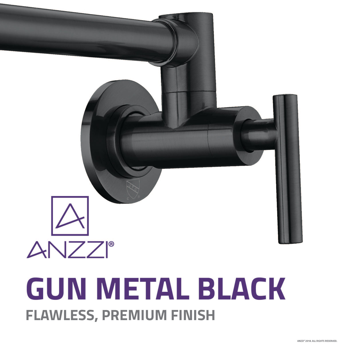 ANZZI KF-AZ258GB Braccia Series 24" Wall Mounted Pot Filler in Gunmetal Black