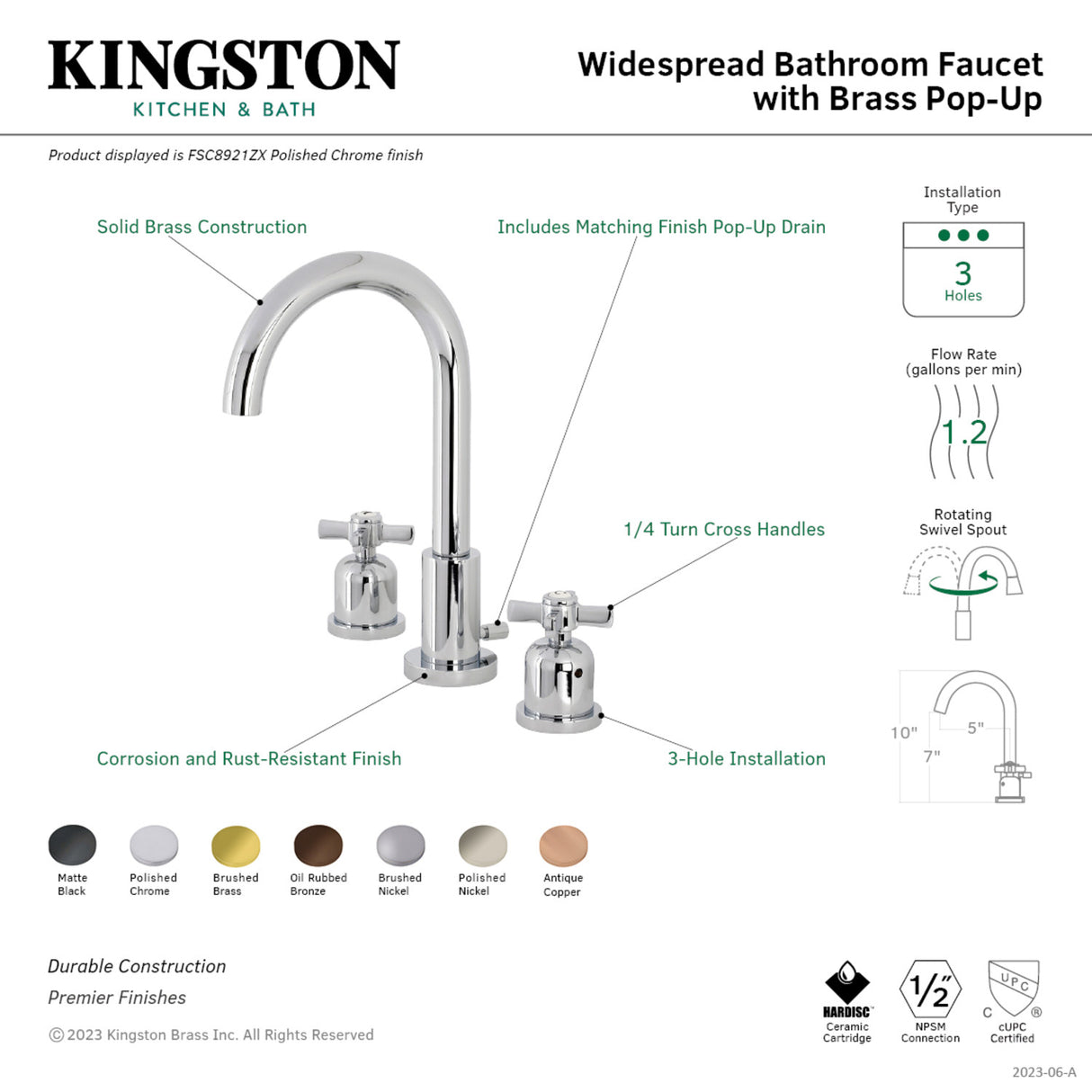 Fauceture FSC8929ZX Millennium Widespread Bathroom Faucet, Polished Nickel