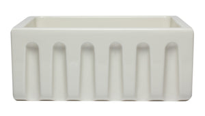 ALFI brand AB2418HS-B 24 inch Biscuit Reversible Smooth / Fluted Single Bowl Fireclay Farm Sink