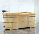 ALFI brand AB1163 61" Free Standing Wooden Bathtub with Cushion Headrest