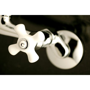 Kingston Brass KS613C Kingston Two Handle Wall Mount Kitchen Faucet, Polished Chrome