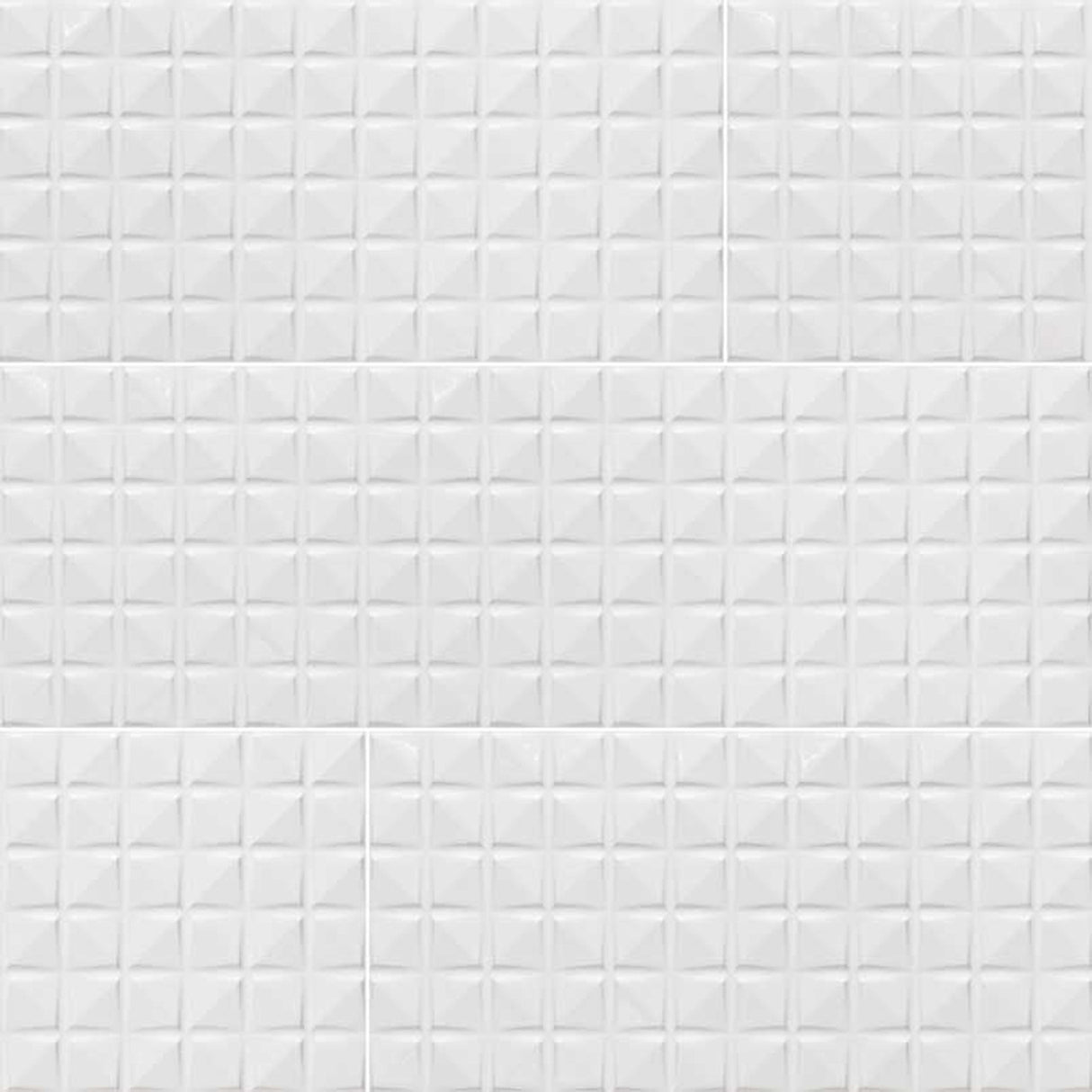 Dymo chex white 12x36 glossy ceramic wall tile NDYMCHEWHI1236 N product shot multiple tiles angle view #Size_12"x36"