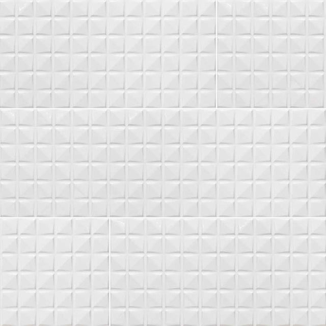 Dymo chex white 12x36 glossy ceramic wall tile NDYMCHEWHI1236 N product shot multiple tiles angle view #Size_12"x36"