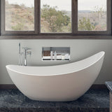 ALFI brand AB9951 73" White Solid Surface Smooth Resin Soaking Slipper Bathtub