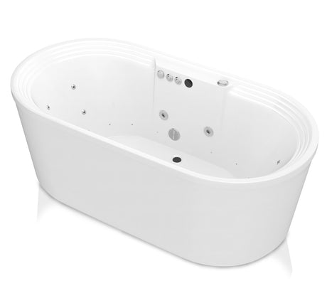 ANZZI FT-AZ201 Sofi 5.6 ft. Center Drain Whirlpool and Air Bath Tub in White