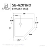 ANZZI SB-AZ01NO-R 36 in. x 36 in. Neo-Angle Double Threshold Shower Base in White