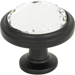 Atlas Homewares Legacy Crystal Round Knob 1 5/16 Inch Matte Black
