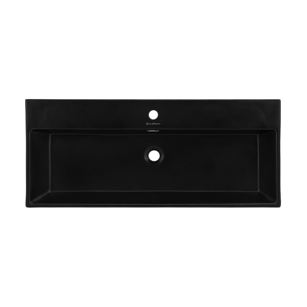 Claire 40" Rectangle Wall-Mount Bathroom Sink in Matte Black