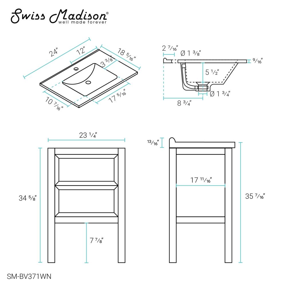 Nadar 24" Bathroom Vanity in Walnut