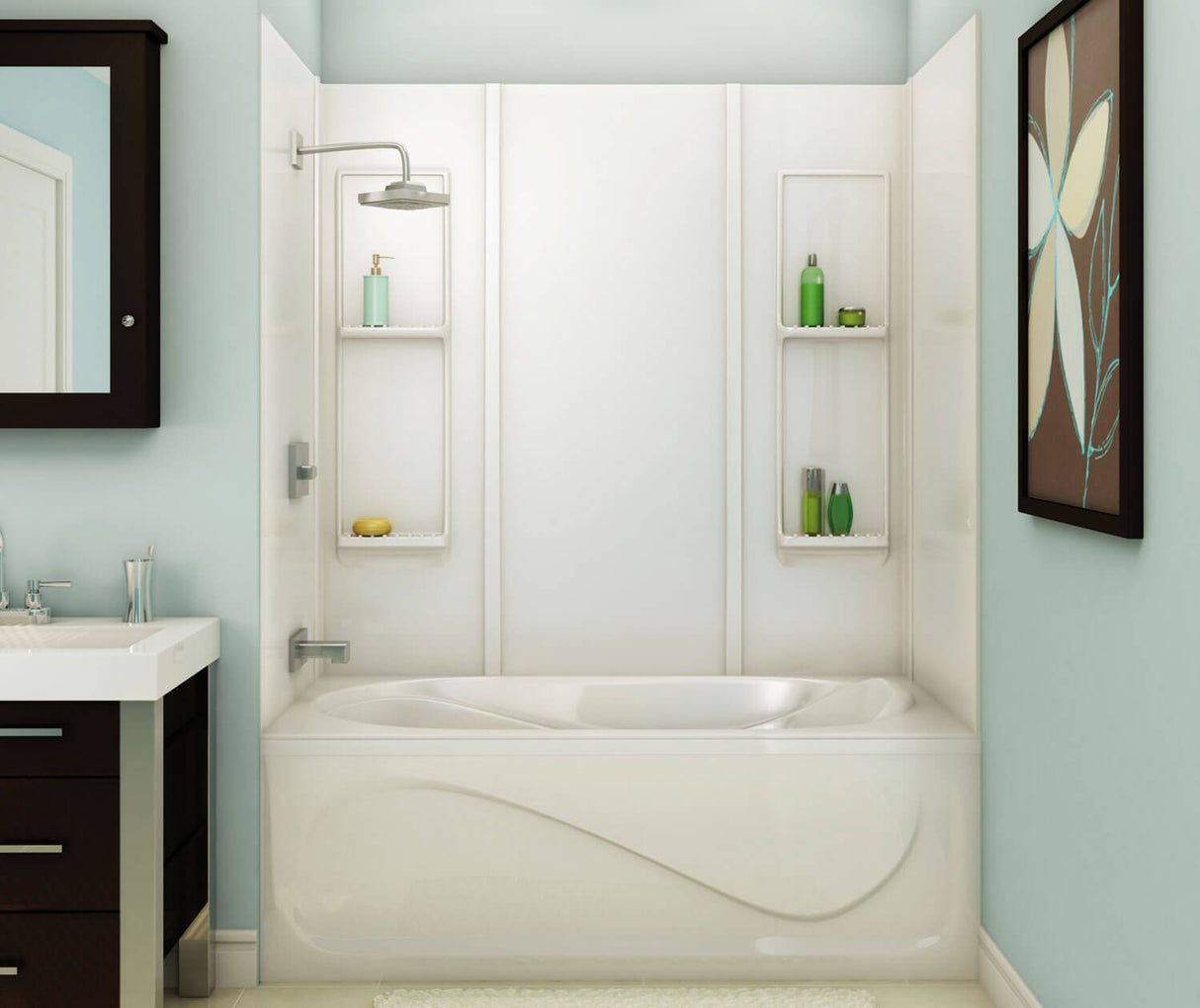 MAAX 101343-000-001-000 Elan 59 61 x 32 Acrylic Glue up Five-Piece Tub Wall Surround in White