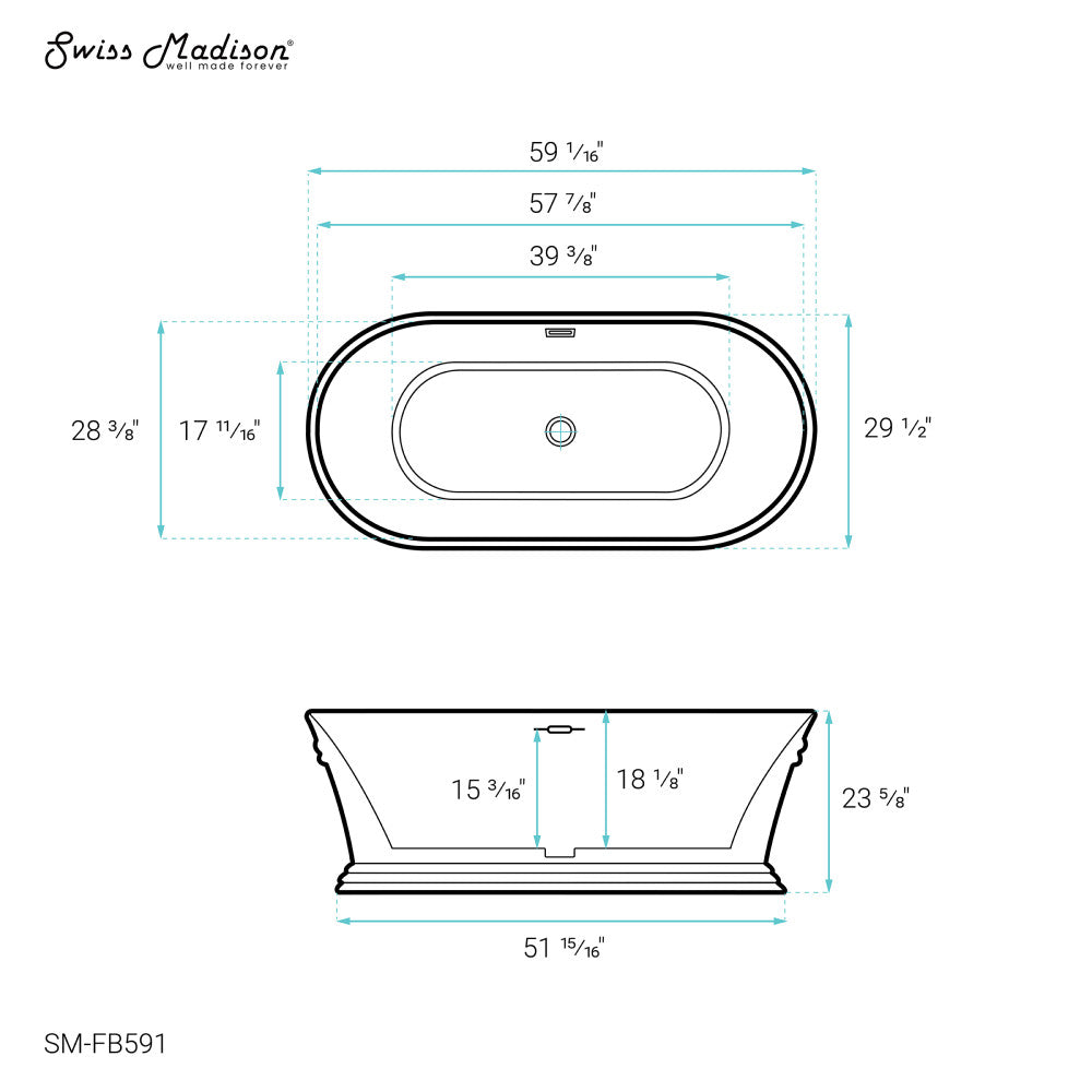 Santorini 60" Freestanding Tub