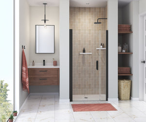 MAAX 138267-900-340-101 Manhattan 37-39 x 68 in. 6 mm Pivot Shower Door for Alcove Installation with Clear glass & Square Handle in Matte Black