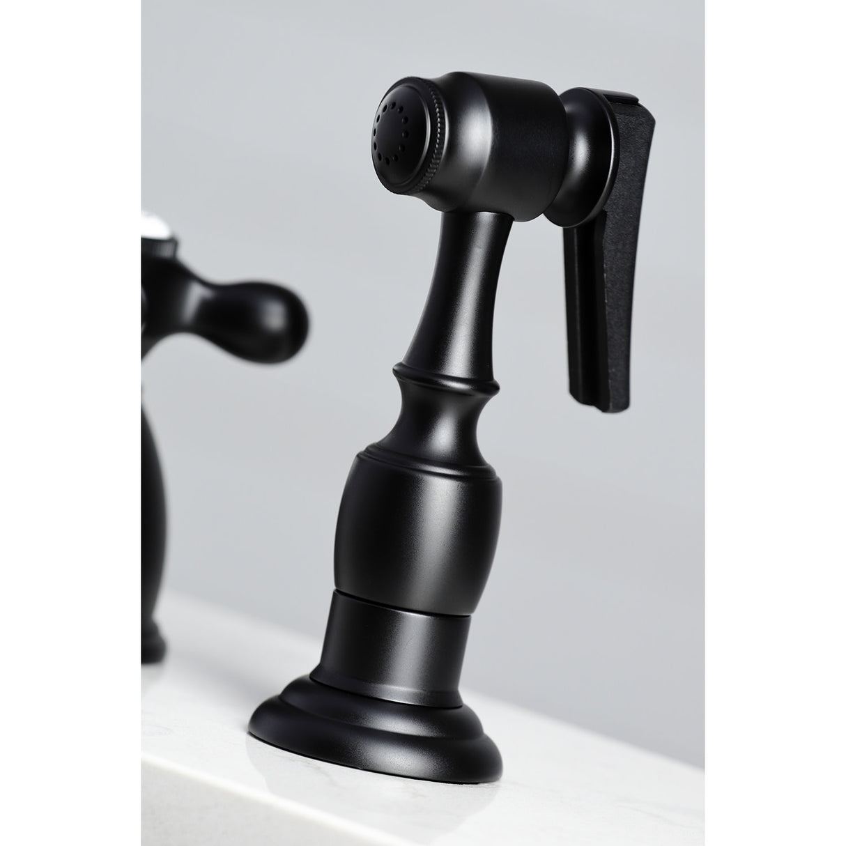 Kingston Brass KB1790AXBS 8-Inch Widespread Kitchen Faucet with Brass Sprayer, Matte Black