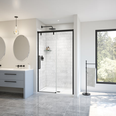MAAX 135323-900-340-000 Uptown 44-47 x 76 in. 8 mm Sliding Shower Door for Alcove Installation with Clear glass in Matte Black