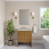 Hudson 30" Single Vanity, Honey Oak w/ 3 CM Eternal Jasmine Pearl Silestone Top