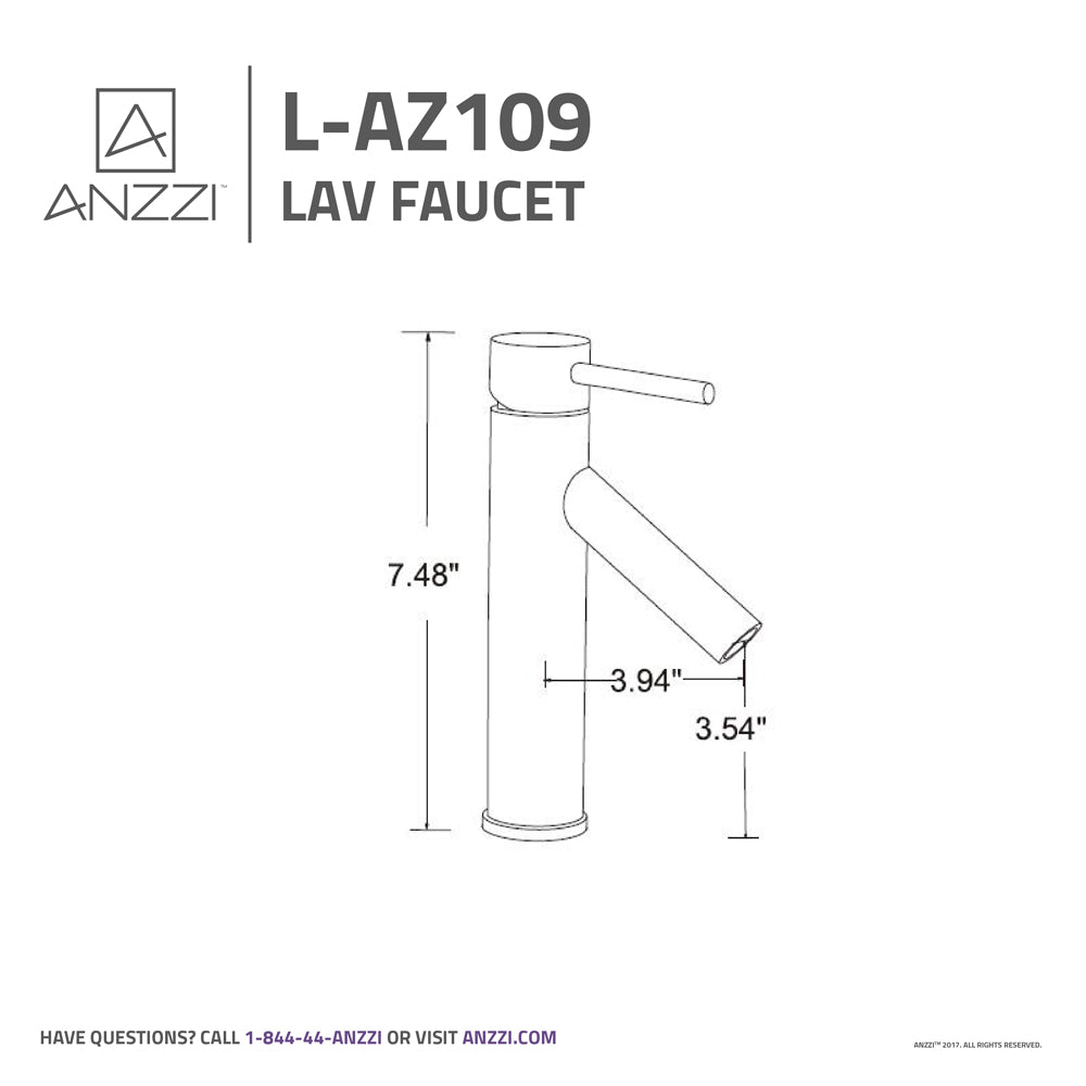 ANZZI L-AZ109BN Valle Single Hole Single Handle Bathroom Faucet in Brushed Nickel
