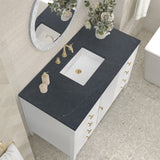 Myrrin 48" Single Vanity, Bright White w/ 3 CM Charcoal Soapstone Silestone Top