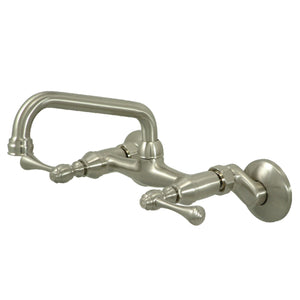 Kingston Brass KS313SN Kingston Two Handle Wall Mount Kitchen Faucet, Brushed Nickel