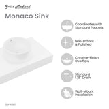 Monaco 36" Floating Bathroom Shelf with Vessel Sink in Glossy White